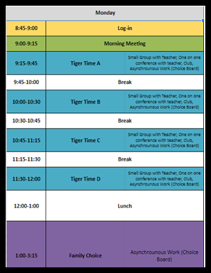 Virtual Monday Schedule