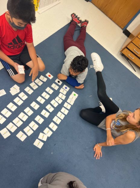 Students playing a math game