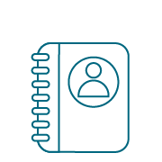notebook icon with person icon